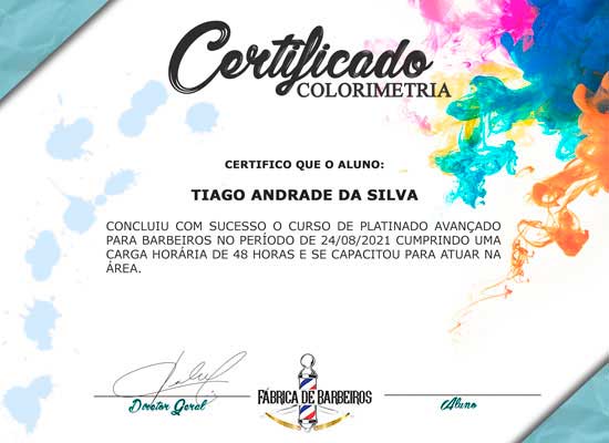 Certificado Curso Barbeiro Online - Frente